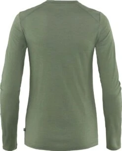 FJÄLLRÄVEN Abisko Wool Long Sleeve Baselayer - Women's|-|Couche De Base Abisko En Laine Mérinos - Femme -Fjällräven Shop FJR F84102 7E 7EBack 20Patina 20Green