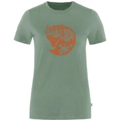 FJÄLLRÄVEN Fjällräven Abisko Wool Fox Shortsleeve Shirt Women - Patina Green-terracotta Brown